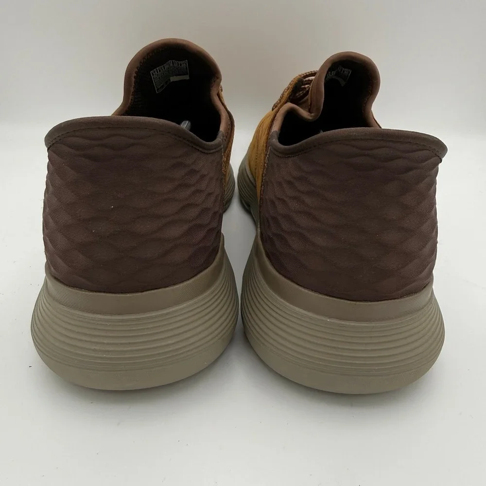 Men's Skechers Garza Gervin Brown Leather Casual Hands Free Slip-Ins Size 14